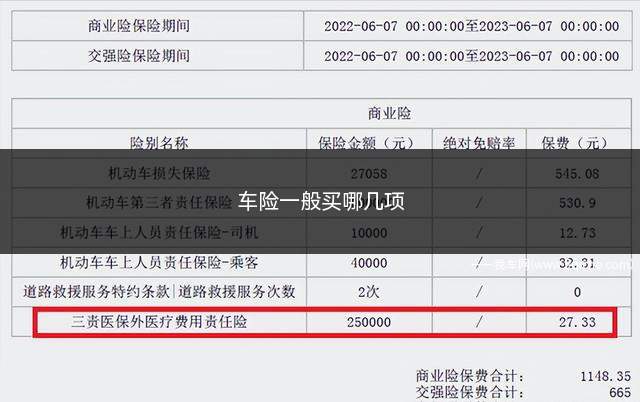 车险一般买哪几项(一般可以考虑购买以下几项车险)