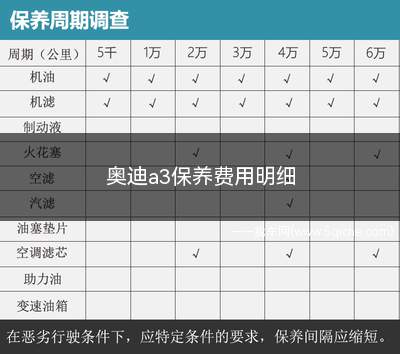 奥迪a3保养费用明细(奥迪A3车的常规保养项目)