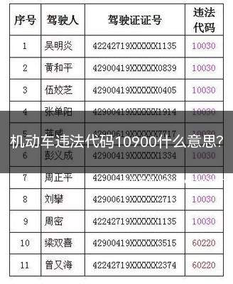 交通违法代码10900是什么意思(机动车违法代码1090)